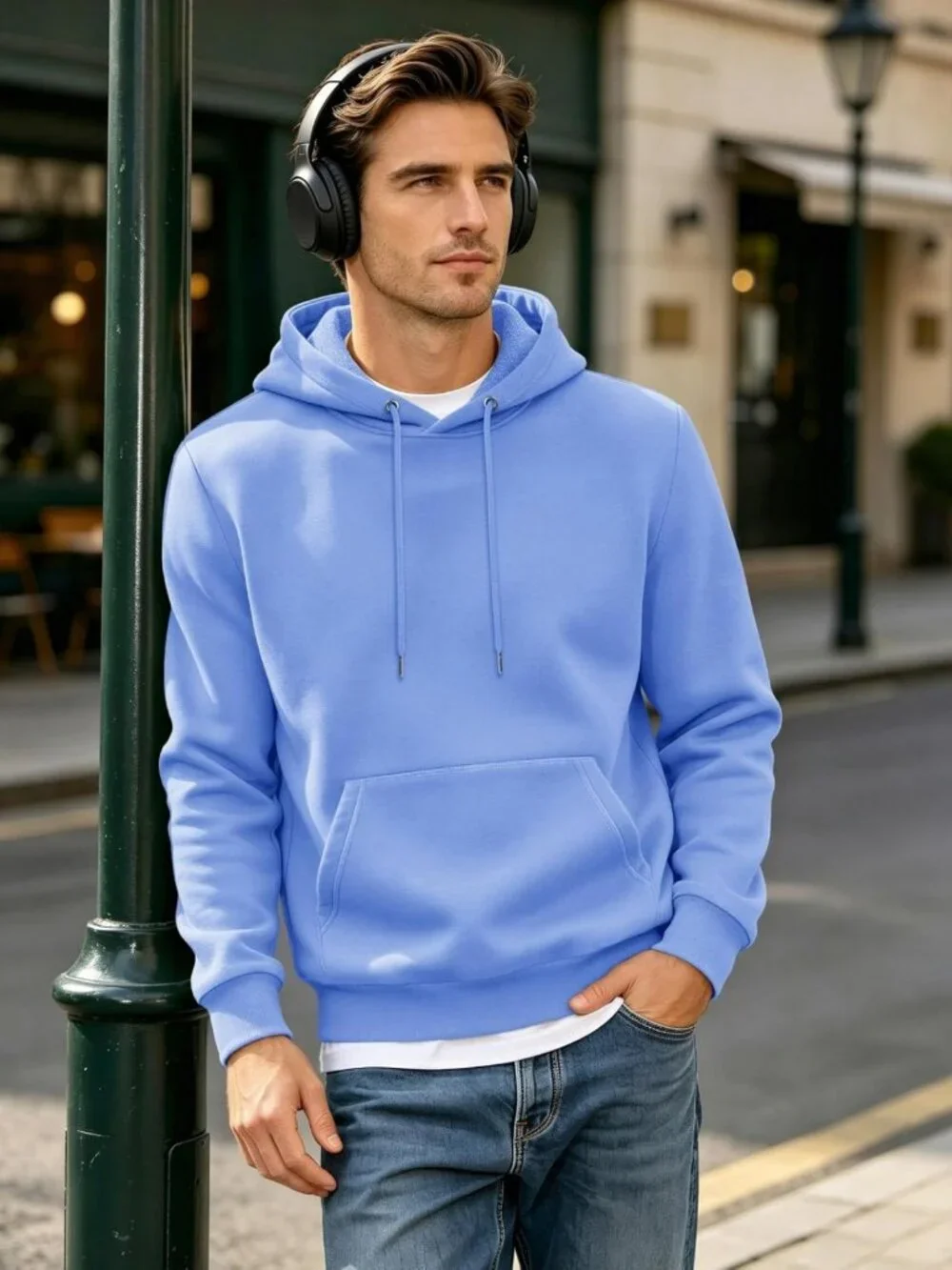 Men's Fleece Lined Active Hoodie, Casual Athletic Pullover with Kangaroo Pocket